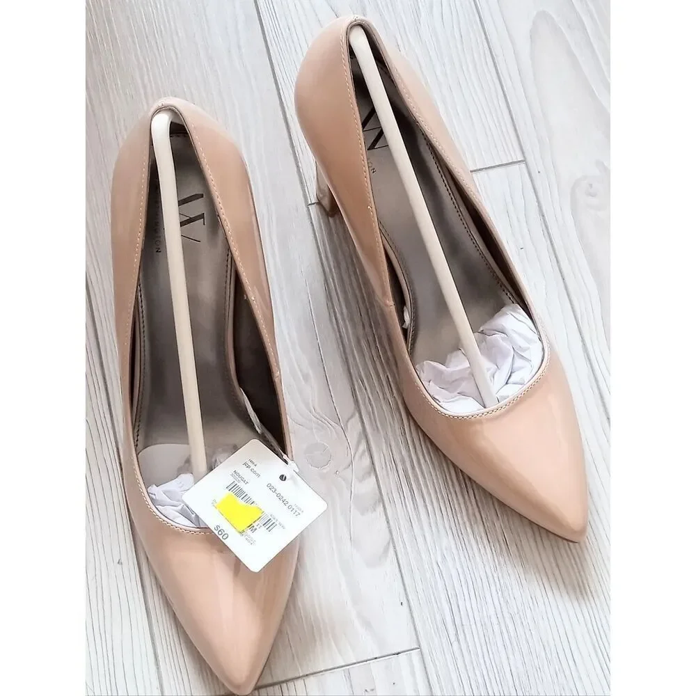 (ST1-6033) Women's Worthington Zool Pointed Toe Block Heel Pumps - Nougat Sz 10